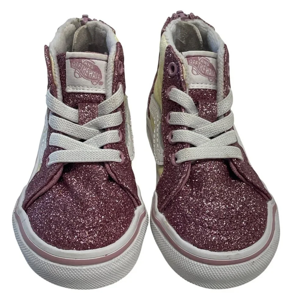 Vans Toddler Size 4 Glitter High-Top‎ Sneakers Pink Yellow